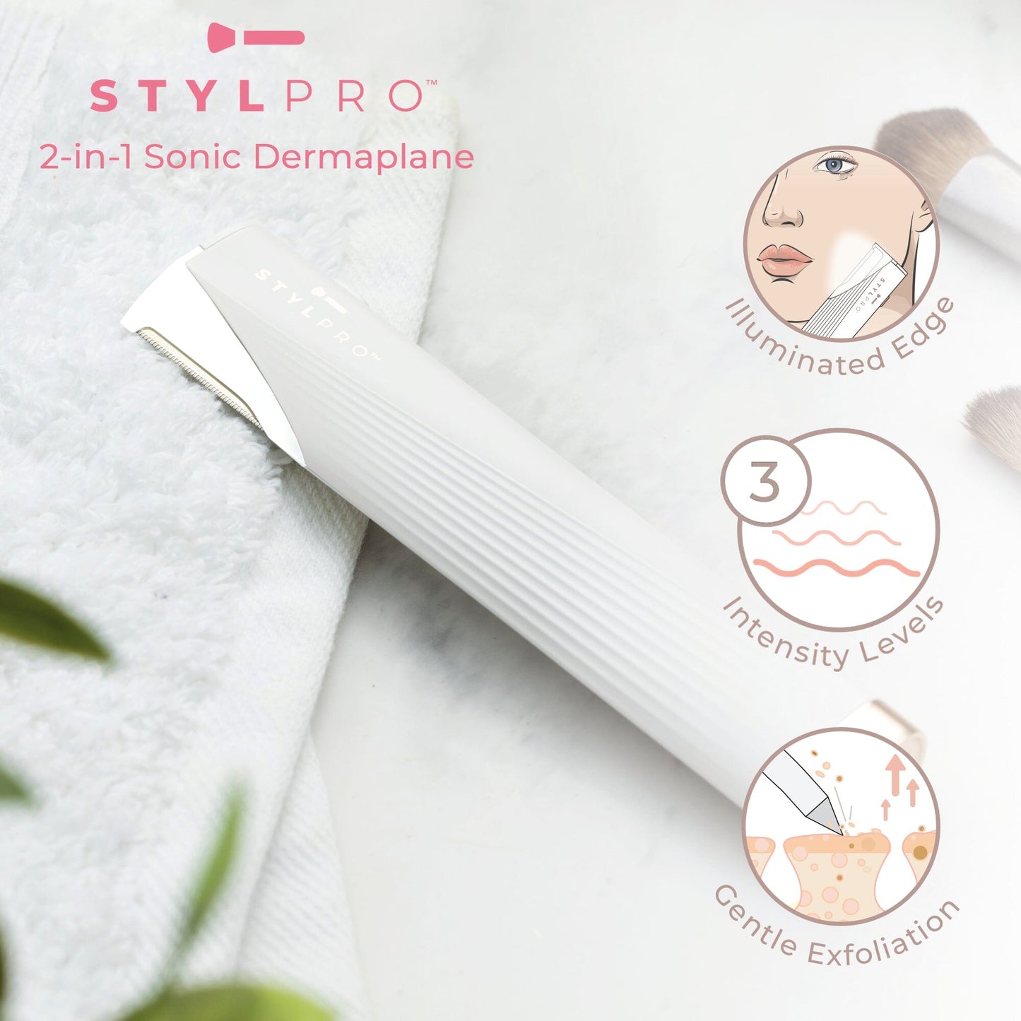 STYLPRO 2-in-1 Light Up Sonic Dermaplane & Trimmer