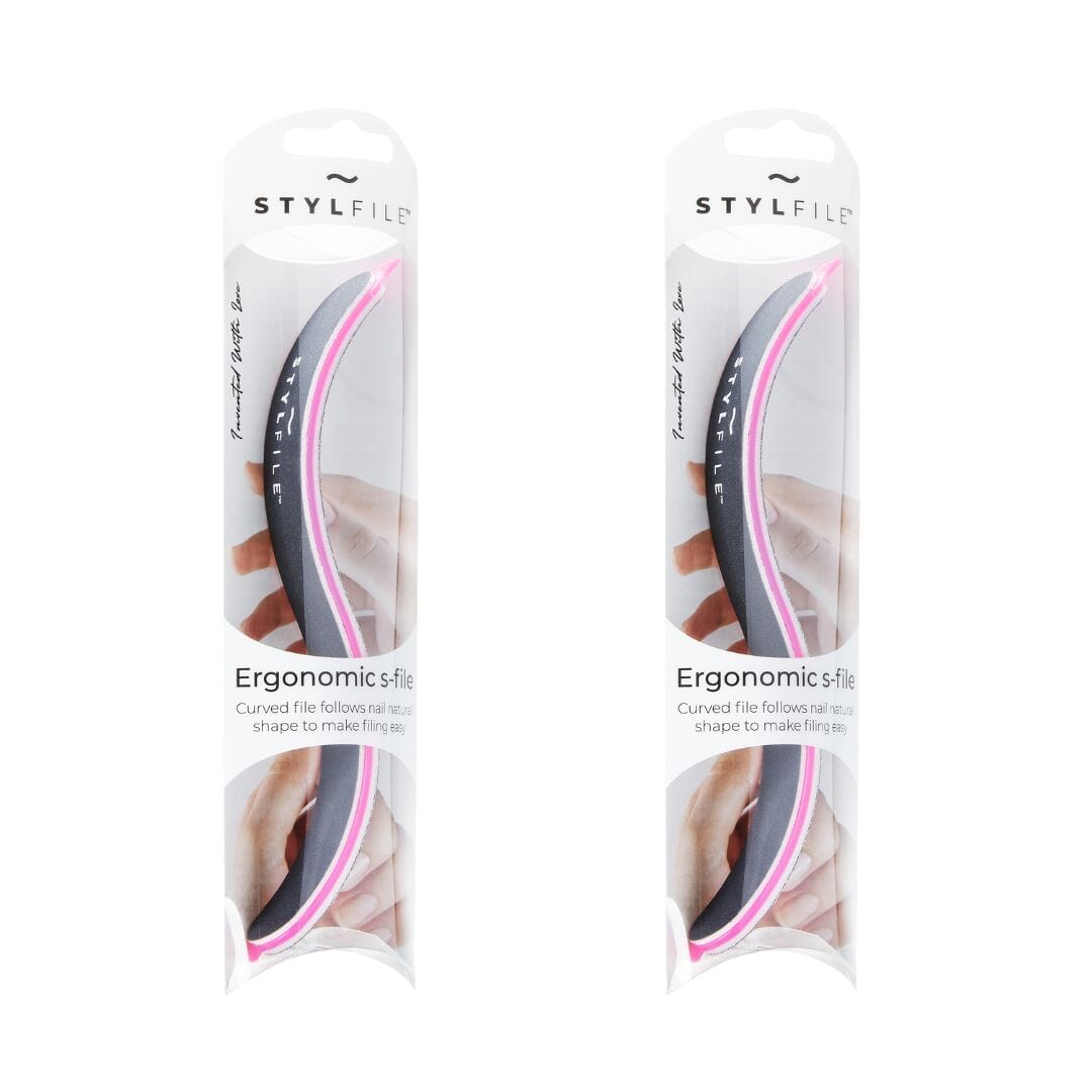 STYLFILE Curved 3 in 1 S-Shaped Nail File - 2 Pack